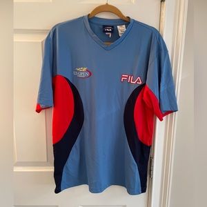 Vintage FILA Shirt Men's Performance Small Blue Red 2002 US Open Tennis